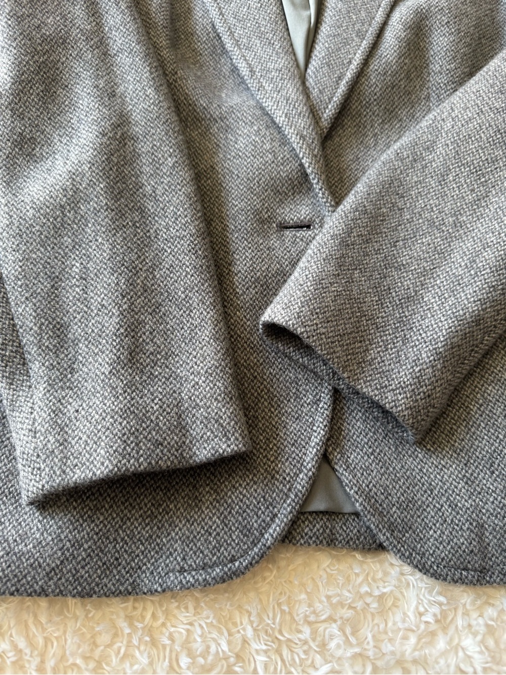 Lauren Ralph Lauren Single Button Tweed Blazer Wool Blend Gray Size 16 - Picture 9 of 13